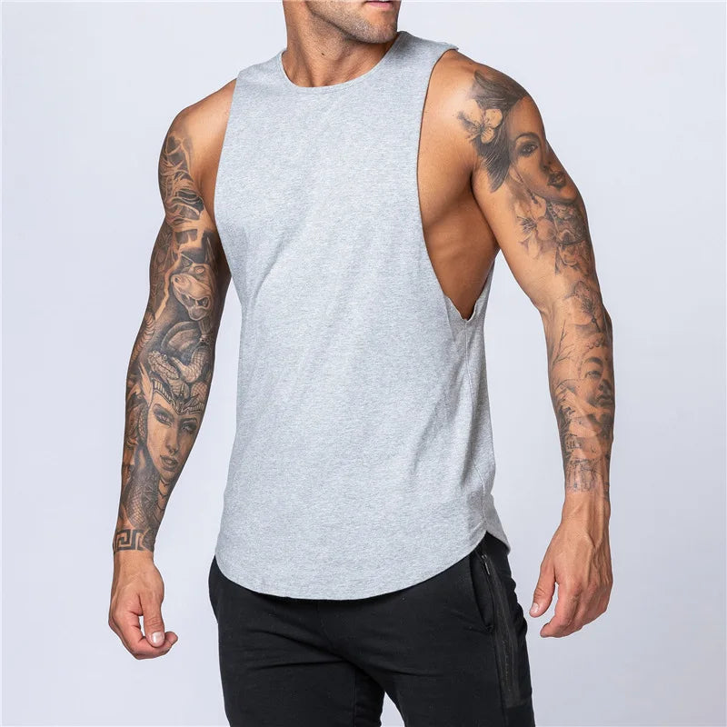 Sleeveless Shirt Breathable O-Neck Casual Muscle Vest