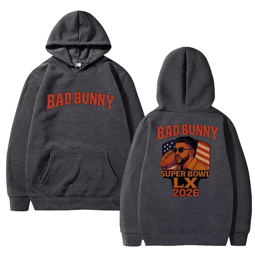 Rapper Bad Bunny Super Bowl LX 2026 Double Sided printed Hoodie