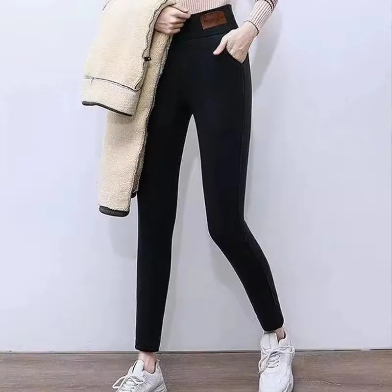 Thermal Leggings Women Winter Warm High Waist Simplicity Warm Pants Fashion Black Elasticity Autumn Velvet Comfortable Leggins