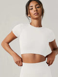 Women's Seamless Short Sleeve Yoga & Training Top WHITE