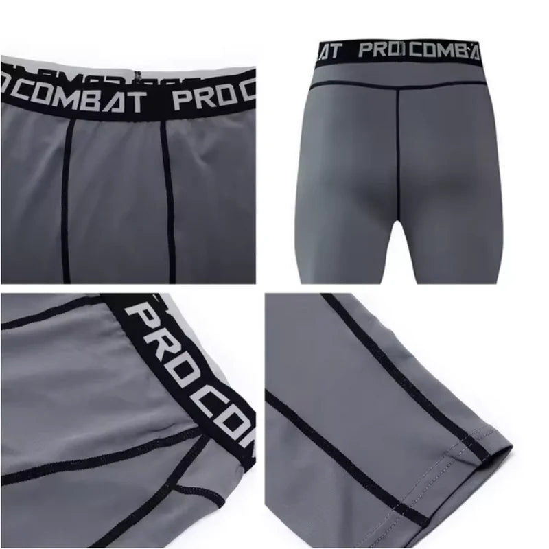 Men's compression bodybuilding shorts Quick drying Breathable leggings Exercise male muscle live elastic leggings