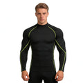 Men's Long Sleeve Compression Turtleneck Shirt Black-Green
