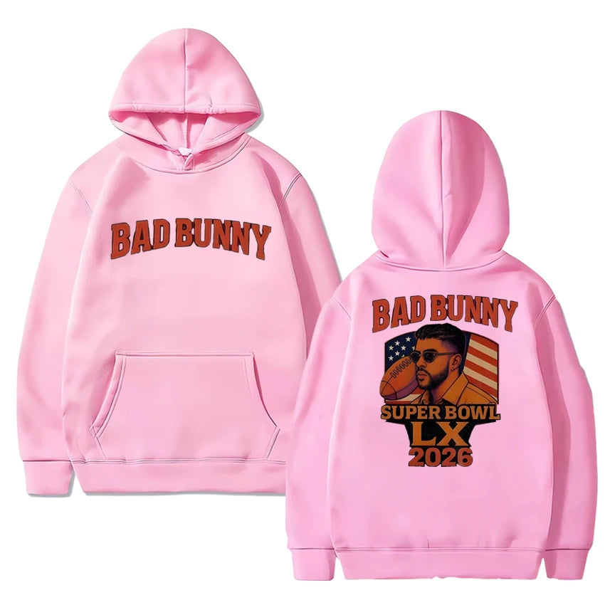 Rapper Bad Bunny Super Bowl LX 2026 Double Sided printed Hoodie