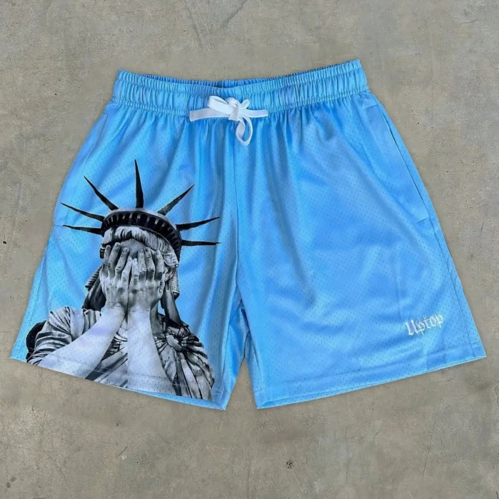 Men's Statue of Liberty Print Shorts DKQA64ED8SZ3