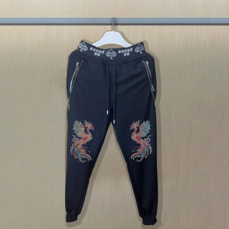 Men's Slim Fit Track Pants – Multi-Pocket Rhinestone Sweatpants short 7