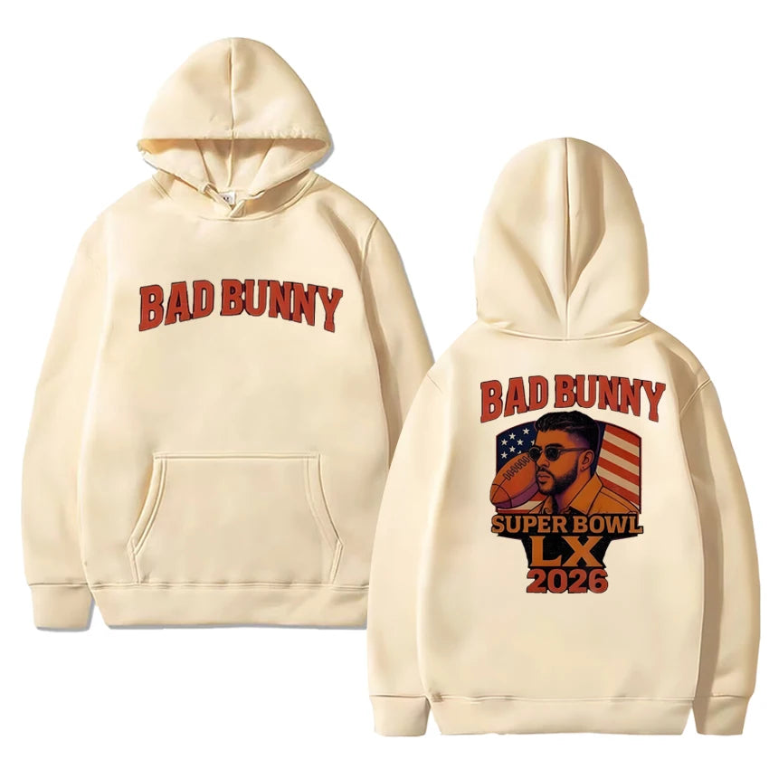 Rapper Bad Bunny Super Bowl LX 2026 Double Sided printed Hoodie