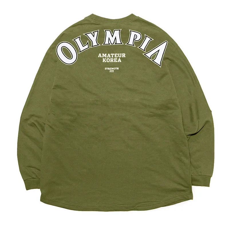 Men's Cotton Casual Long Sleeve T-shirt Man Gym Fitness Sweatshirt O-Neck Running Training Tops Male Workout Clothing Undershirt