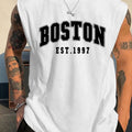 Men's summer fashion casual sports loose Boston est 1997 Print comfortable breathable round neck sleeveless vest