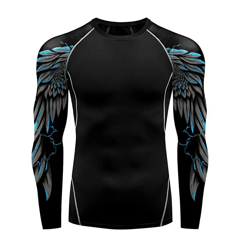 Men's Long Sleeve 3D Print Compression Training Shirt