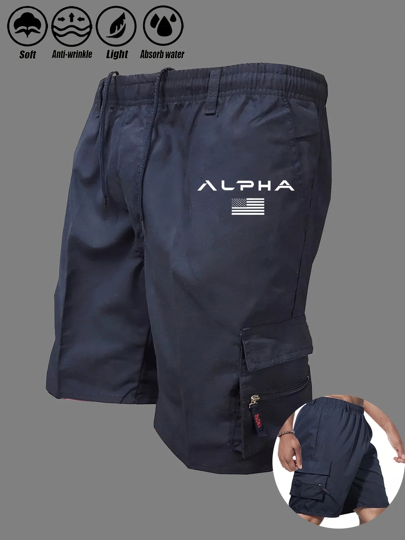 American Flag Cargo Shorts Dark blue