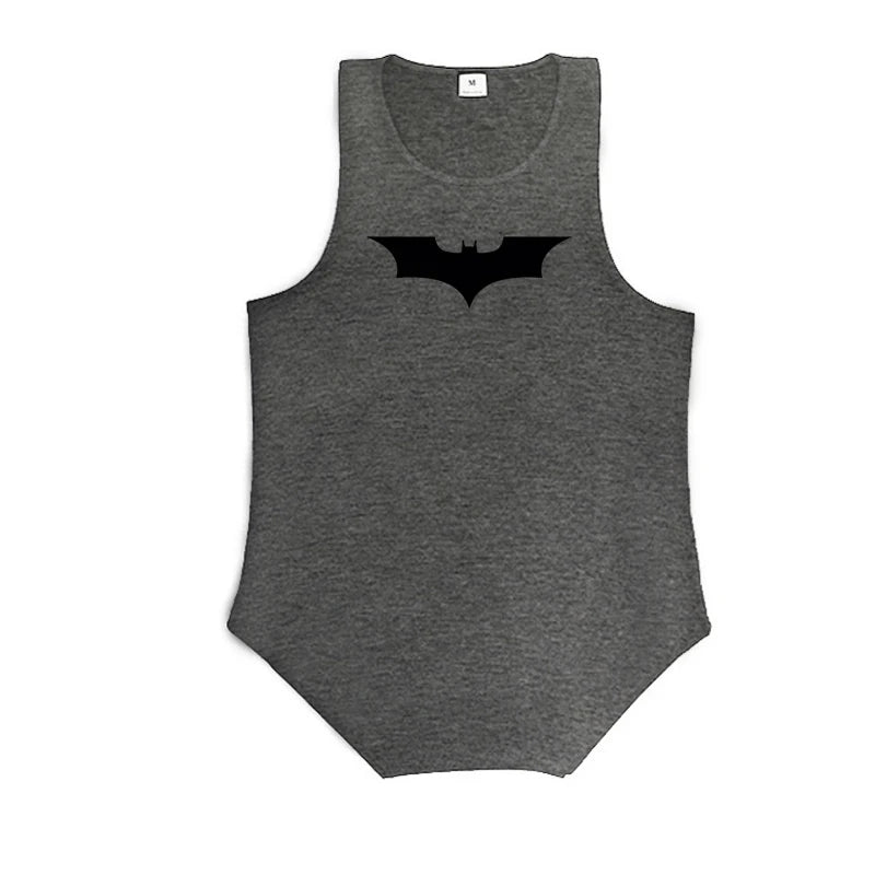 Black Bat Print Gym Fitness Running Sportswear Mens Training Bodybuilding Tank Tops Cotton Breathable Sleeveless Loose Shirts