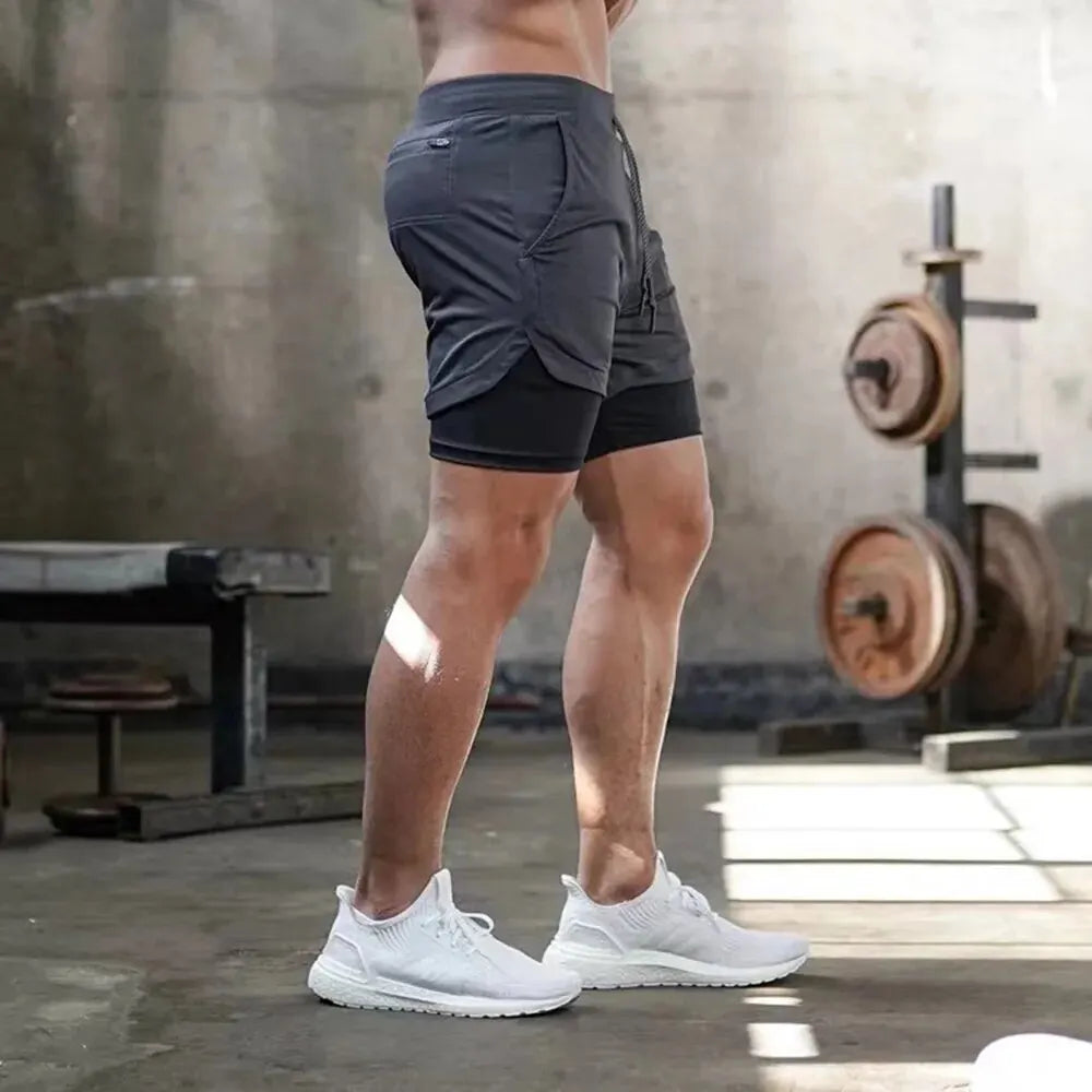 Men's Gym Shorts with Liner, Pockets & Towel Loop