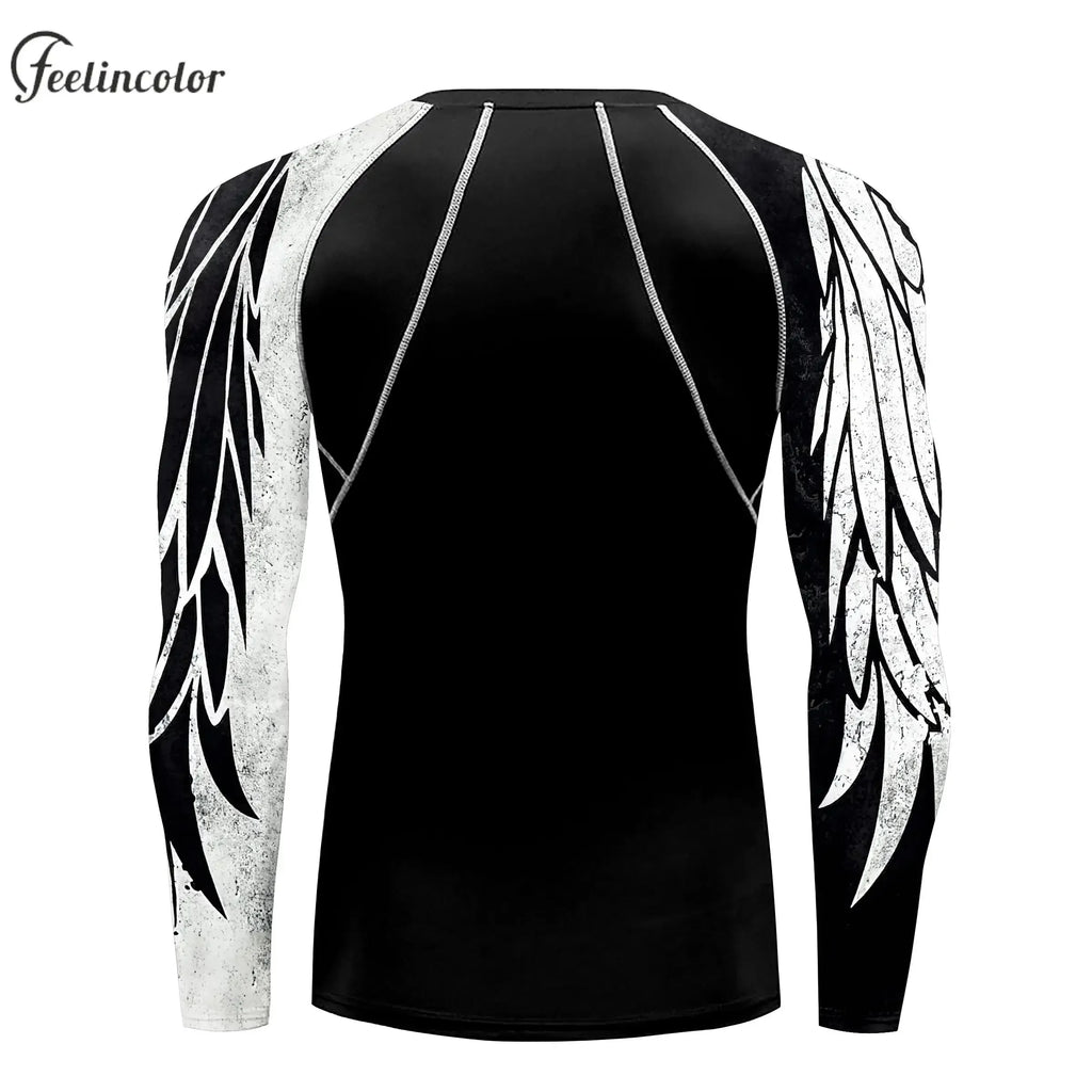 Men's Long Sleeve 3D Print Compression Training Shirt