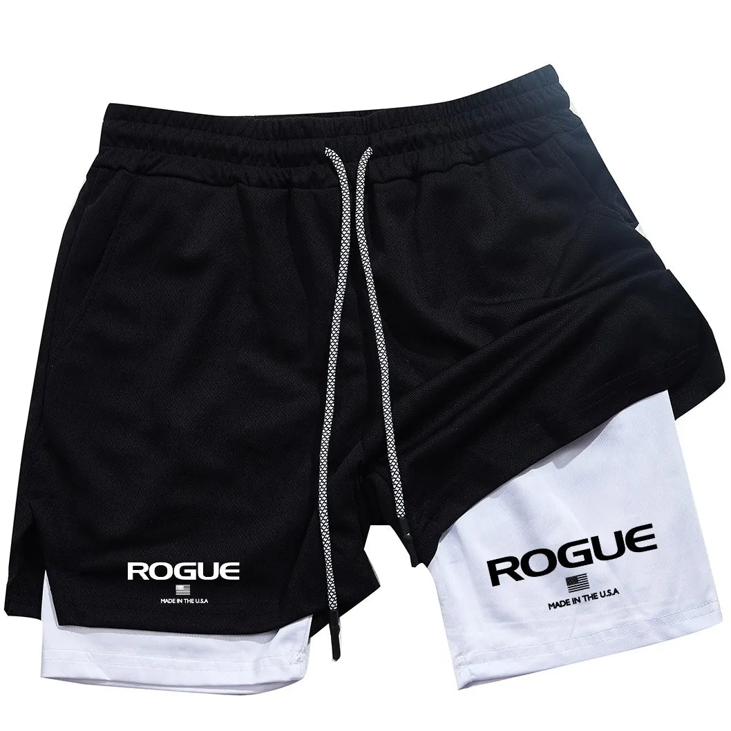 Men's All-Season 2-in-1 Gym Shorts black and white