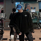 Men's Cotton Casual Long Sleeve T-shirt Man Gym Fitness Sweatshirt O-Neck Running Training Tops Male Workout Clothing Undershirt