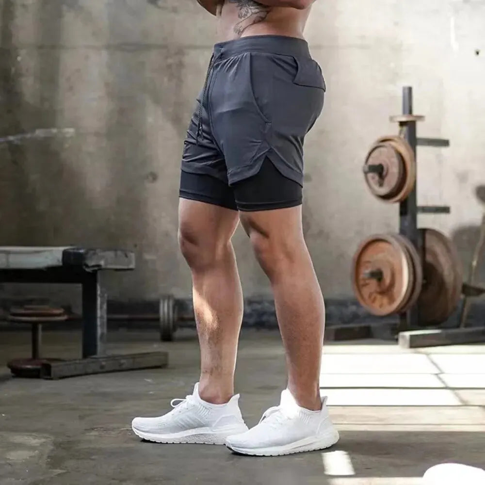Men's Gym Shorts with Liner, Pockets & Towel Loop