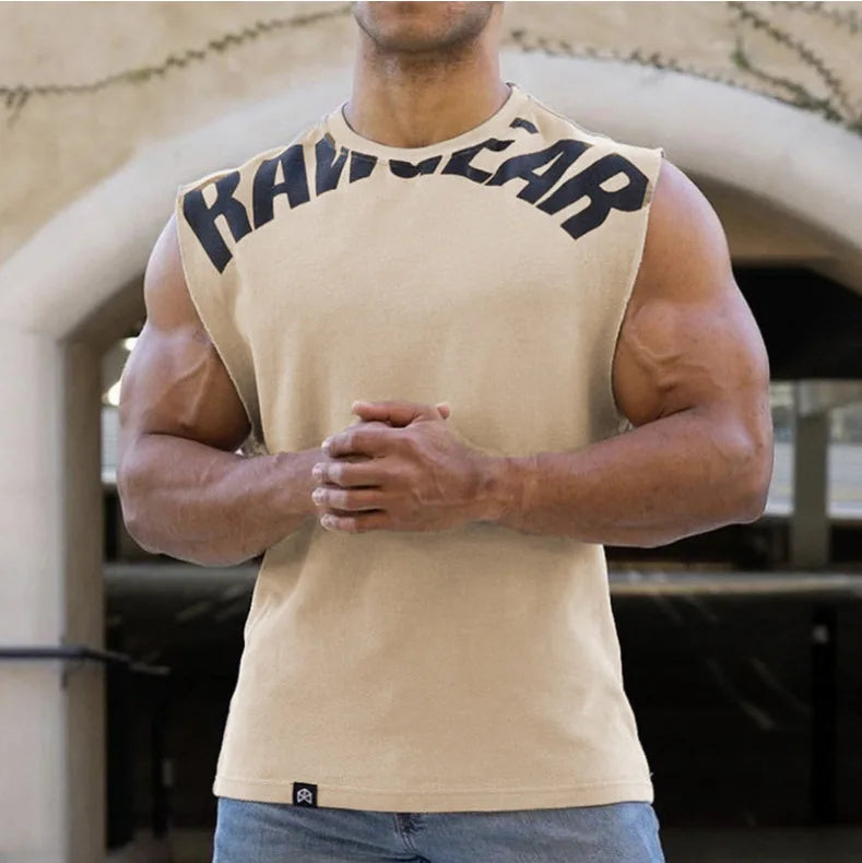 Men's Summer Trend Cotton Tank Tops Male Sweat Sleeveless Shirt Muscle Sports Gym Fitness Workout O-Neck Vest Casual Clothing