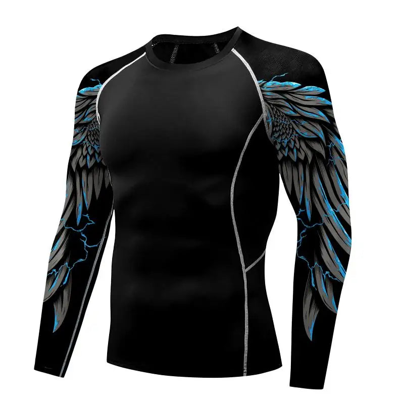 Men's Long Sleeve 3D Print Compression Training Shirt