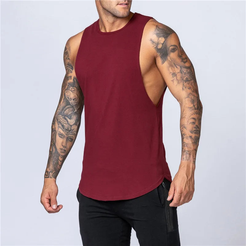 Sleeveless Shirt Breathable O-Neck Casual Muscle Vest