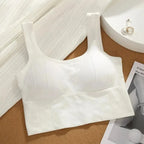 Women's seamless yoga bra. Anti-shock off-shoulder top.