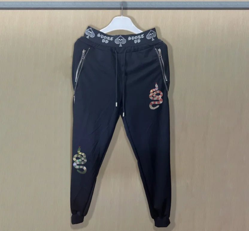 Men's Slim Fit Track Pants – Multi-Pocket Rhinestone Sweatpants only pant 18