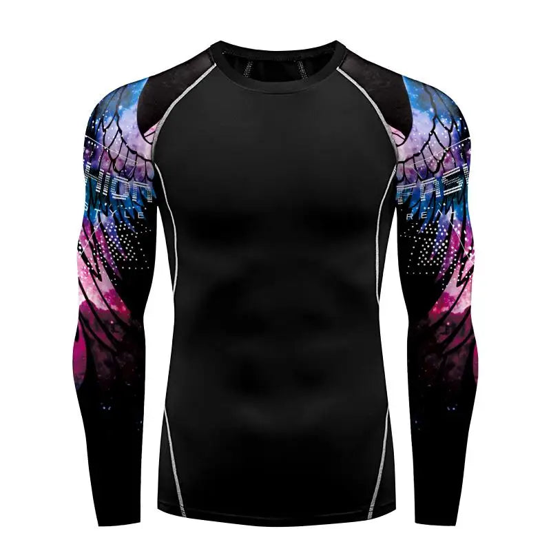 Men's Long Sleeve 3D Print Compression Training Shirt