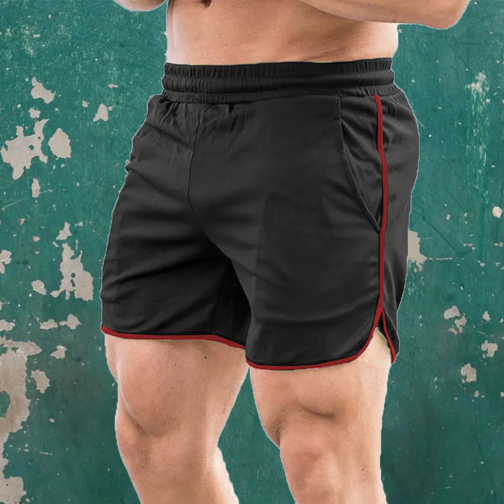 GYM Men Quick Dry Workout Shorts With Pockets Elastic Waist Gym Running Sports Shorts For Men Breathable Athletic Shorts Summer