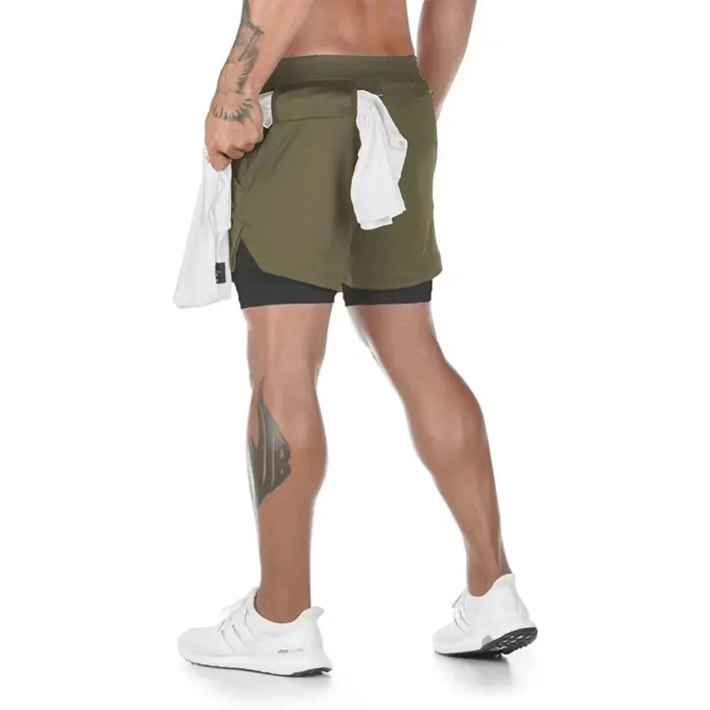 Men's Gym Shorts with Liner, Pockets & Towel Loop