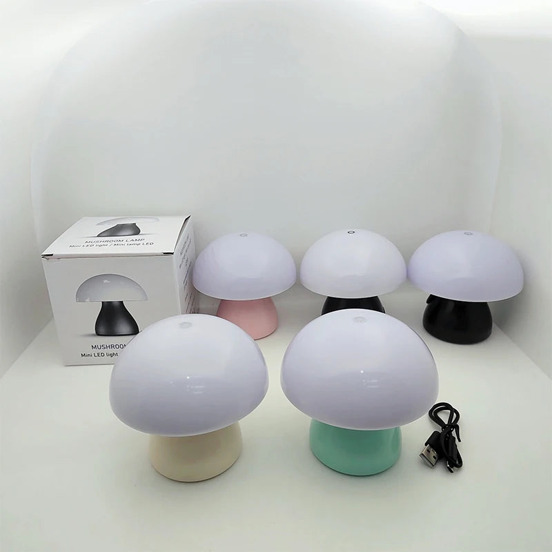 Mushroom Led Table Lamp Charging Touch Desk Coffee Bar, Hotel Bedroom Decoration, Nordic Creative Atmosphere, Small Night Light