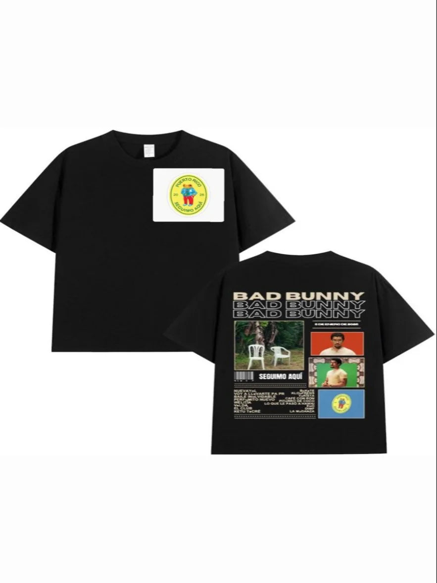 Bad Bunny T-shirt 2026 Summer New Hot Selling Men's T-shirt Pure Cotton T-shirt Fashion Street Wear Y2K T-shirt Men's Clothing