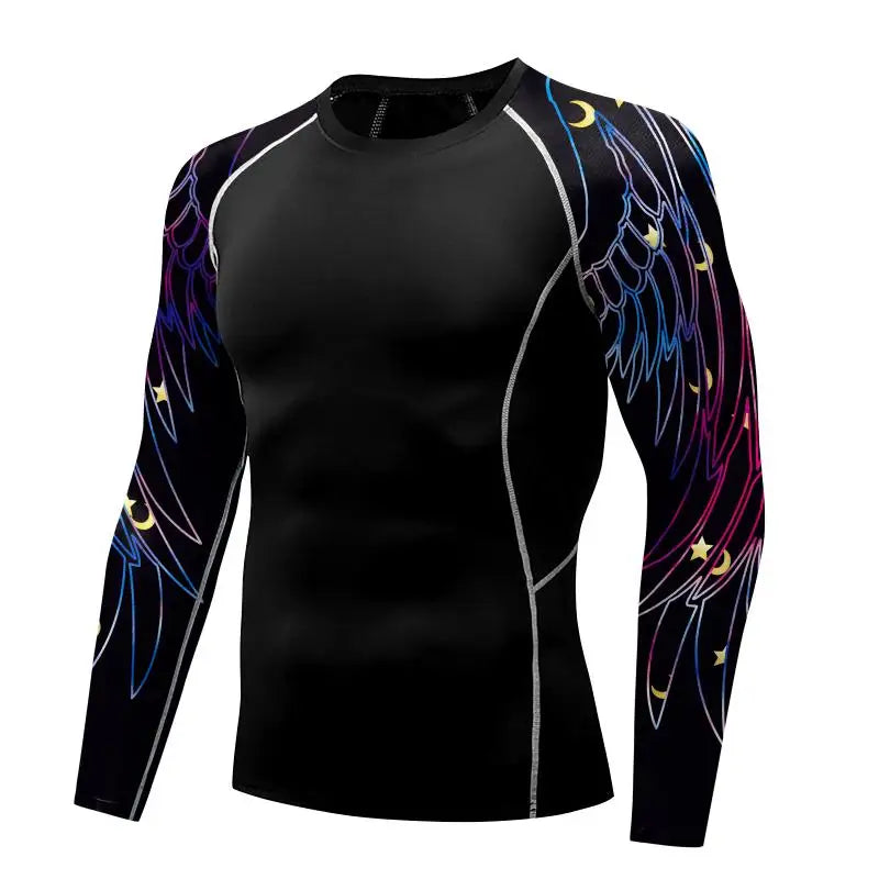 Men's Long Sleeve 3D Print Compression Training Shirt
