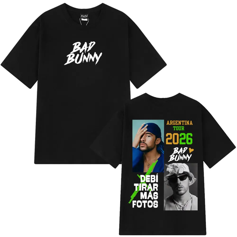 2026 Summer Bad Bunny Funny T-Shirt Harajuku Casual Unisex Clothes Woman Men High Quality Round Neck Tshirts Y2K Streetwear Tee