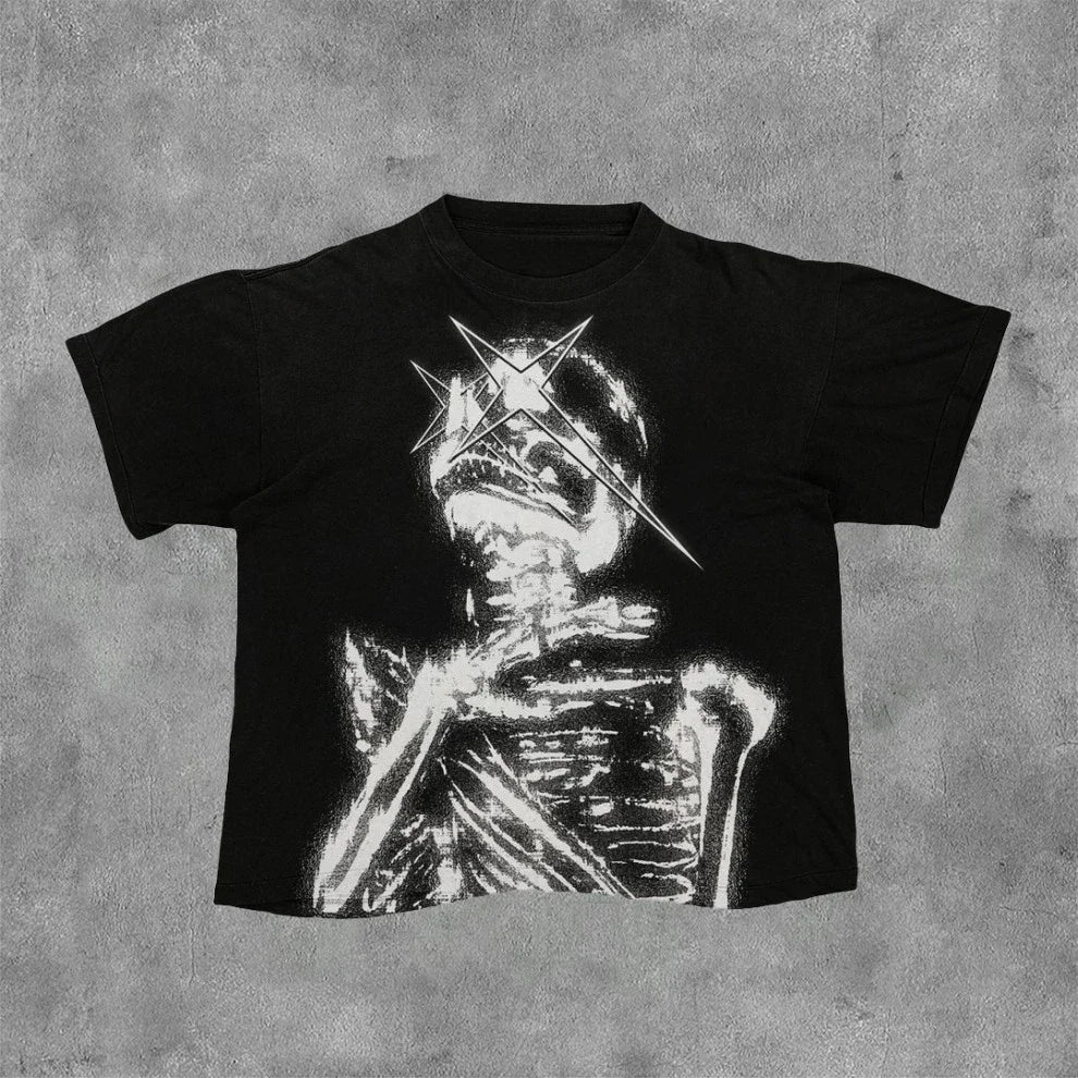 Vintage Dark Centipede Skeletal Graphic Tee 7