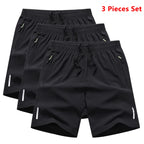 3 Pieces Gym Sports Shorts Men Quick Dry