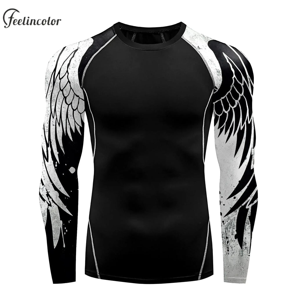 Men's Long Sleeve 3D Print Compression Training Shirt