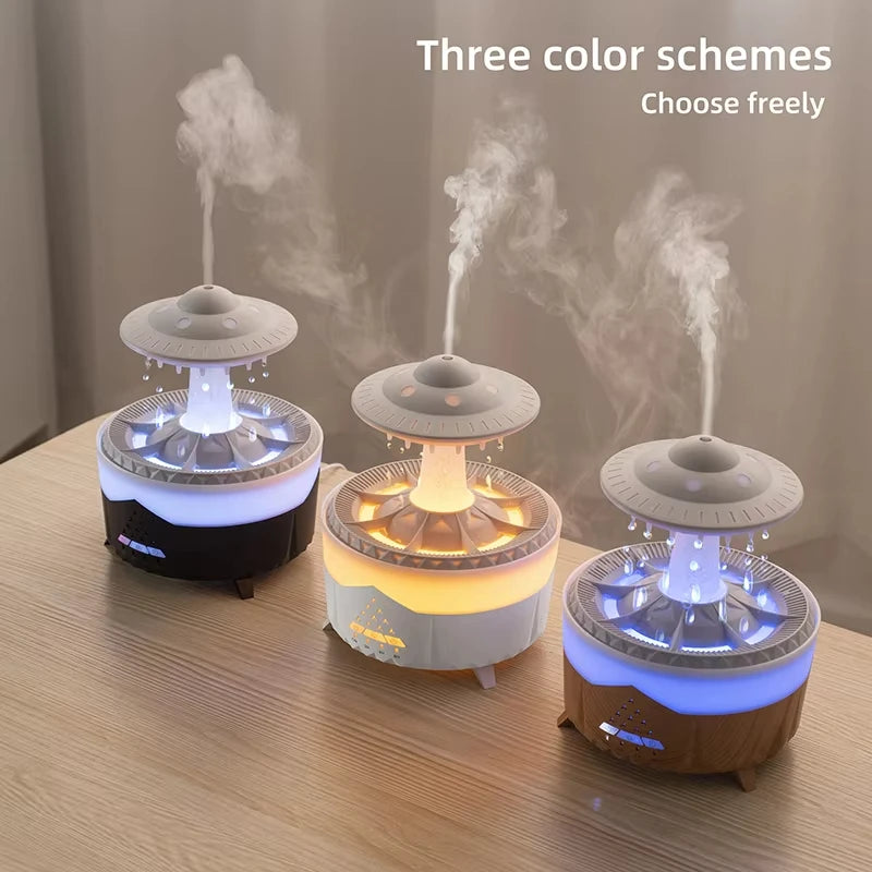 Rain Cloud Night Light Humidifier With Raining Water Drop Sound And 7 Color Led Light Essential Oil Diffuser Aromatherapy