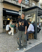 Bad Bunny Style Streetwear T-Shirt, Square Graphic Design Tee, Puerto Rico Soccer Inspired Top, Trendy Urban Fashion Shirt