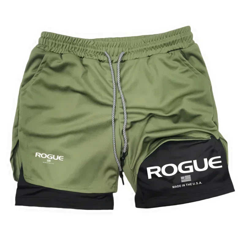 Men's 2-in-1 Double-Layer Training Shorts olive