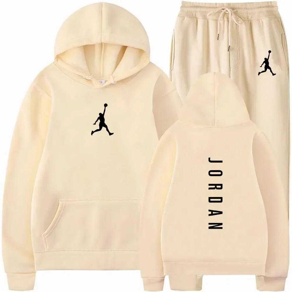 2025 Spring and autumn  fitness basketball casual sportwear set fashion men's hooded jumper + jogging pants two-piece set