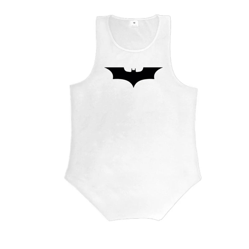 Black Bat Print Gym Fitness Running Sportswear Mens Training Bodybuilding Tank Tops Cotton Breathable Sleeveless Loose Shirts