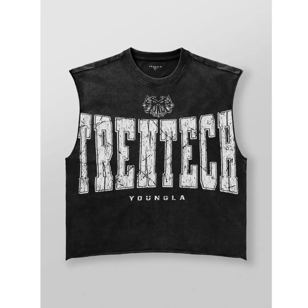 Men's Oversized Sleeveless Cotton Training Vest – Gym & Running Tank Top black