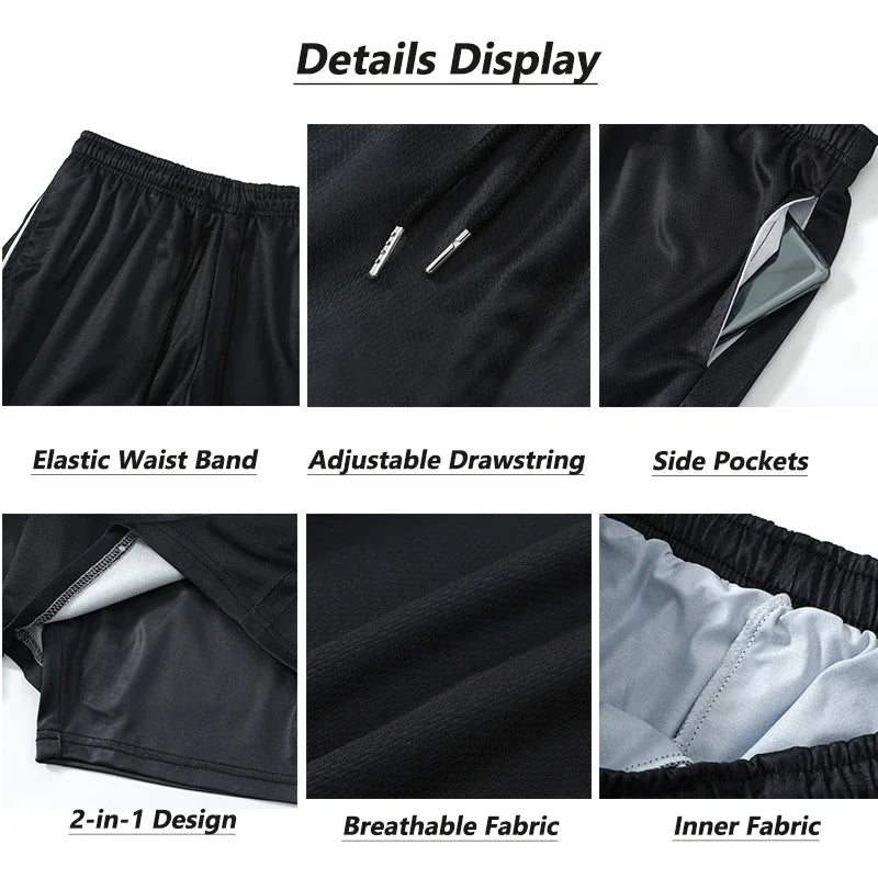 Anime Sports Fitness  Shorts Men's Shorts 2 In 1