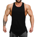 Summer Muscle Tank Tops Mens Irregular Hem Sleeveless Shirts Cotton Gym Clothing Bodybuilding Undershirt Casual Fitness Tee Tops