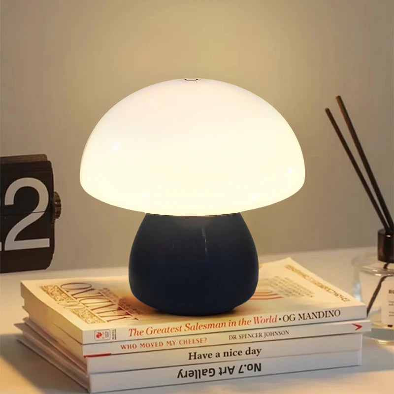 Mushroom Led Table Lamp Charging Touch Desk Coffee Bar, Hotel Bedroom Decoration, Nordic Creative Atmosphere, Small Night Light