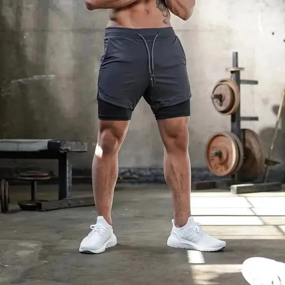 Men's Gym Shorts with Liner, Pockets & Towel Loop