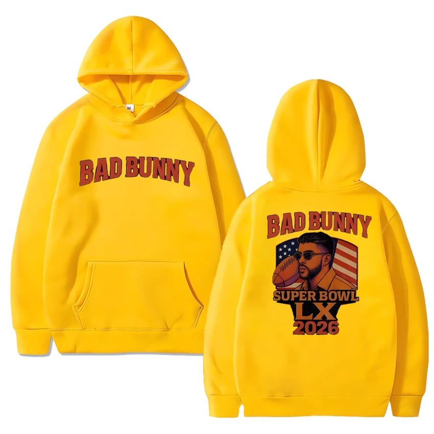 Rapper Bad Bunny Super Bowl LX 2026 Double Sided printed Hoodie
