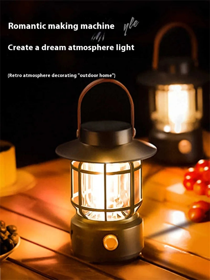 lohascamping LED Camping Lamp Retro Hanging Lamp Portable Stepless Dimming Camping Light Waterproof Rechargeable Outdoor Light