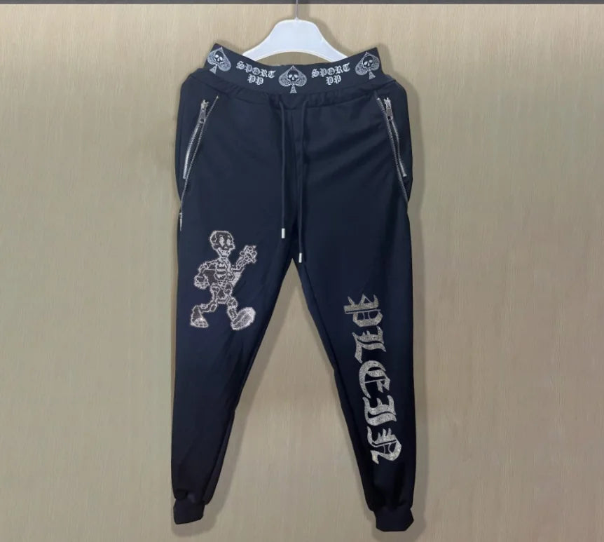 Men's Slim Fit Track Pants – Multi-Pocket Rhinestone Sweatpants only pant 11