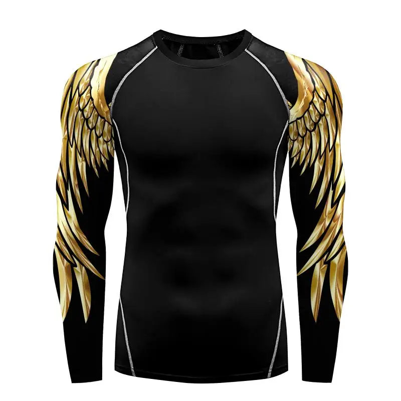 Men's Long Sleeve 3D Print Compression Training Shirt