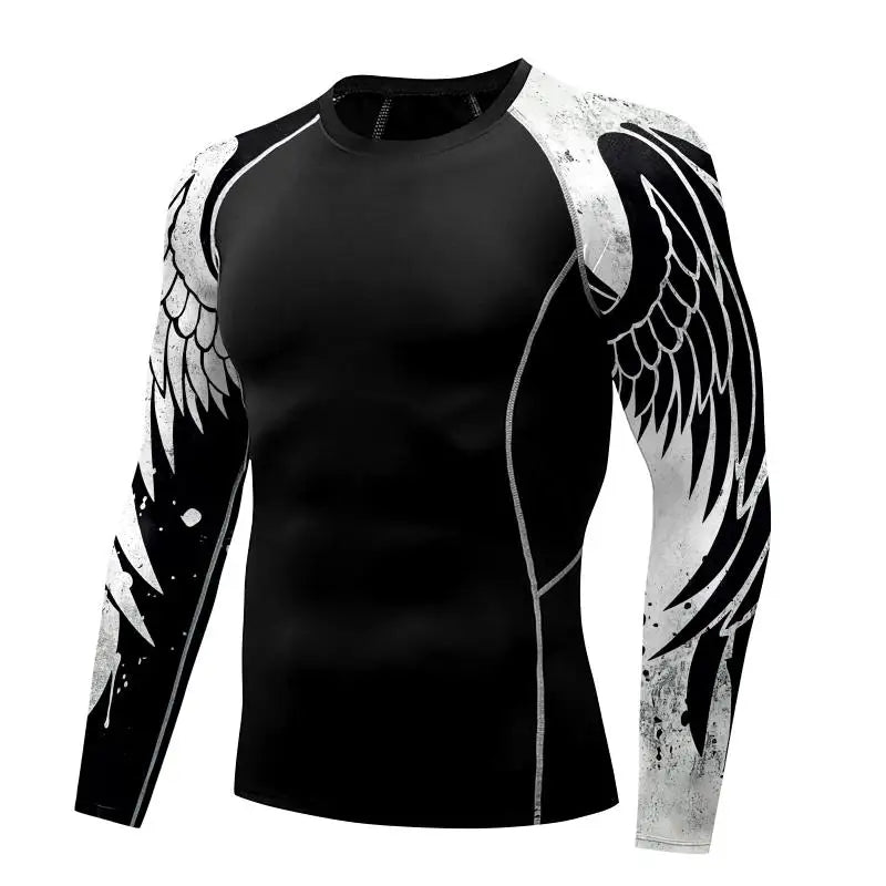 Men's Long Sleeve 3D Print Compression Training Shirt